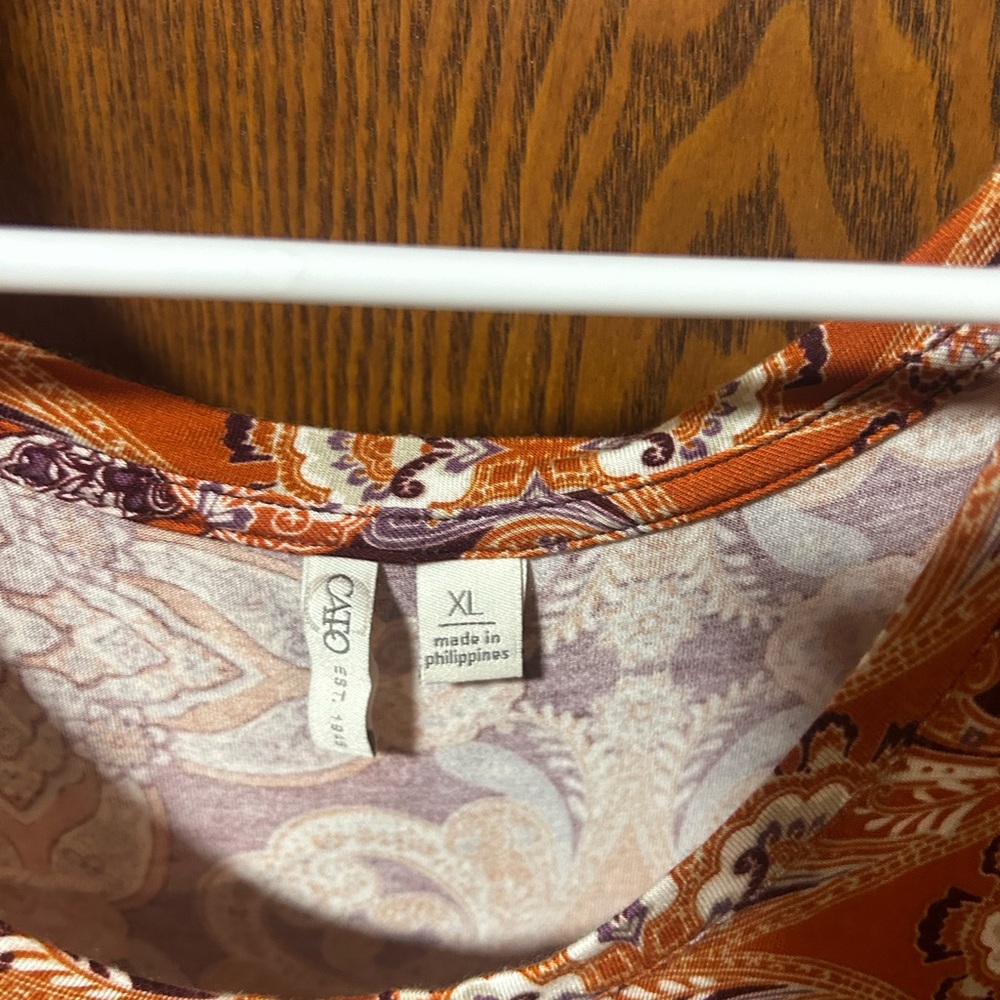 Cato Orange and Purple Paisley Blouse
